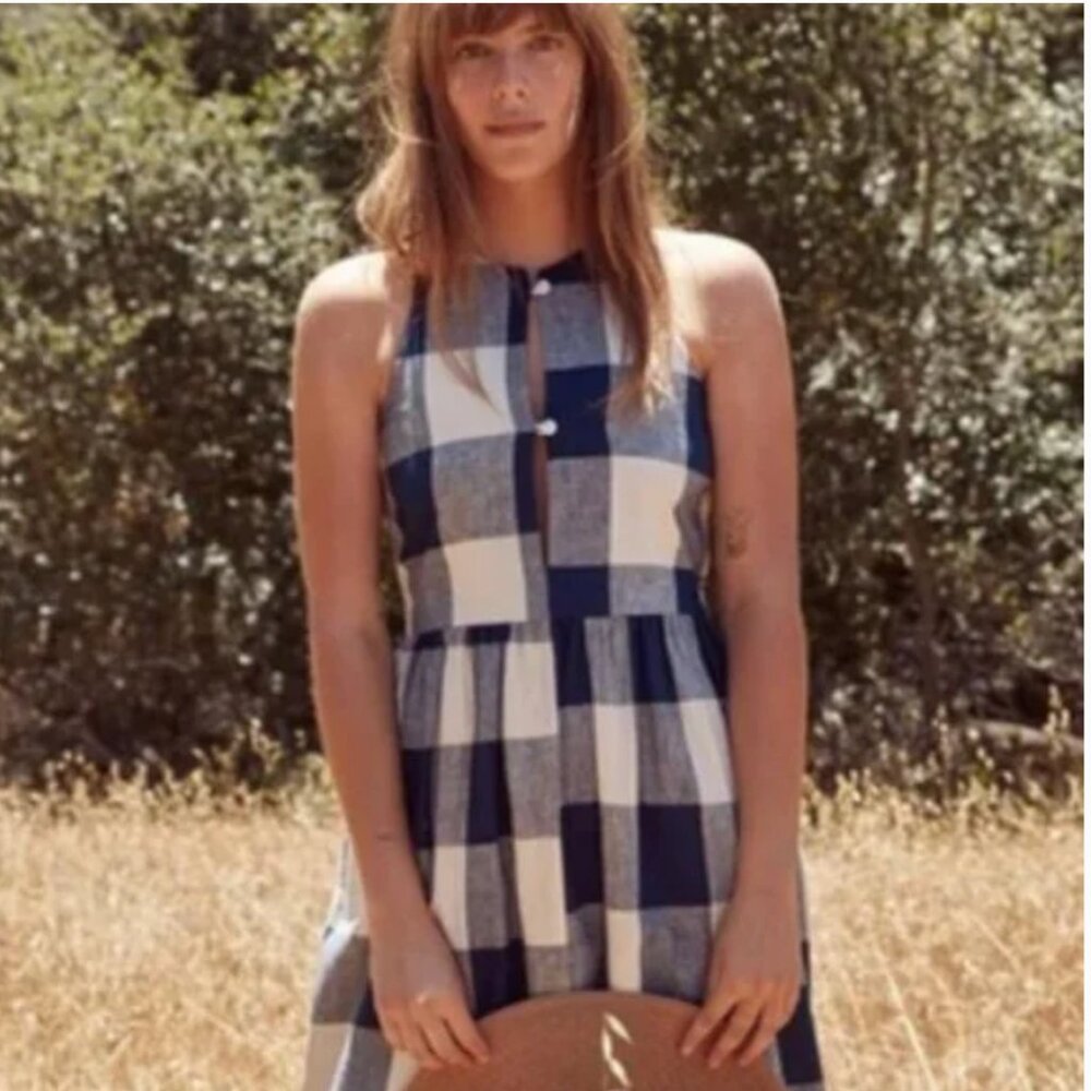 Christy Dawn Blue and White Gingham Halter Sundress